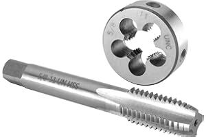 Burkit 5/8"-11 UNC Tap and Die Set, 5/8 x 11 UNC Machine Thread Tap and Round Die Right Hand