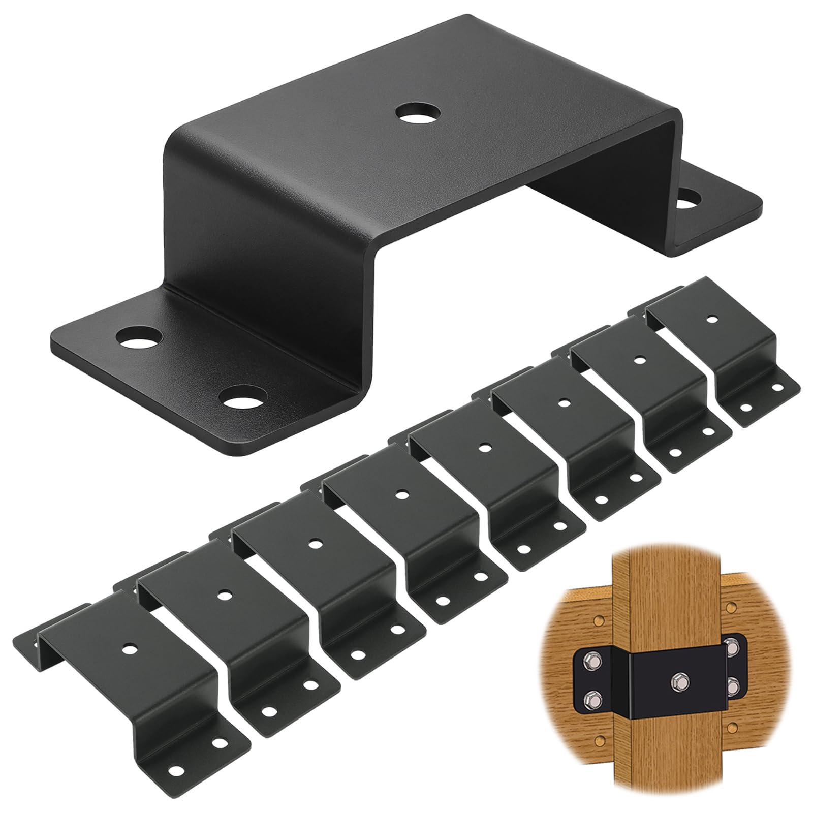 Photo 1 of Elsjoy 8 Pack Trailer Stake Pocket Brackets for 2'' x 4'' Lumber, Heavy Duty Steel Utility Trailer Side Rail Brackets for Trailers, Trucks