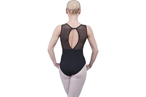 Dance Favourite Black Mesh Back and Droplet Keyhole Cutout Leotard