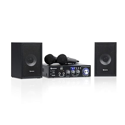 Auna Karaoke Star 2 Karaoke Set Sistema Karaoke Impianto Karaoke 2 X 50 W Max Bluetooth Ingresso Usb E Slot Sd Compresi Microfoni E Cavi Per