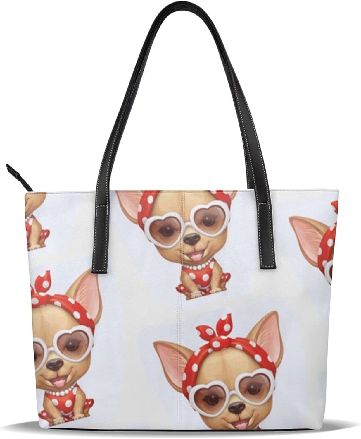 Chihuahua Dog Tote Bags For Women Women Ladies Handbags Soft Pu Leather