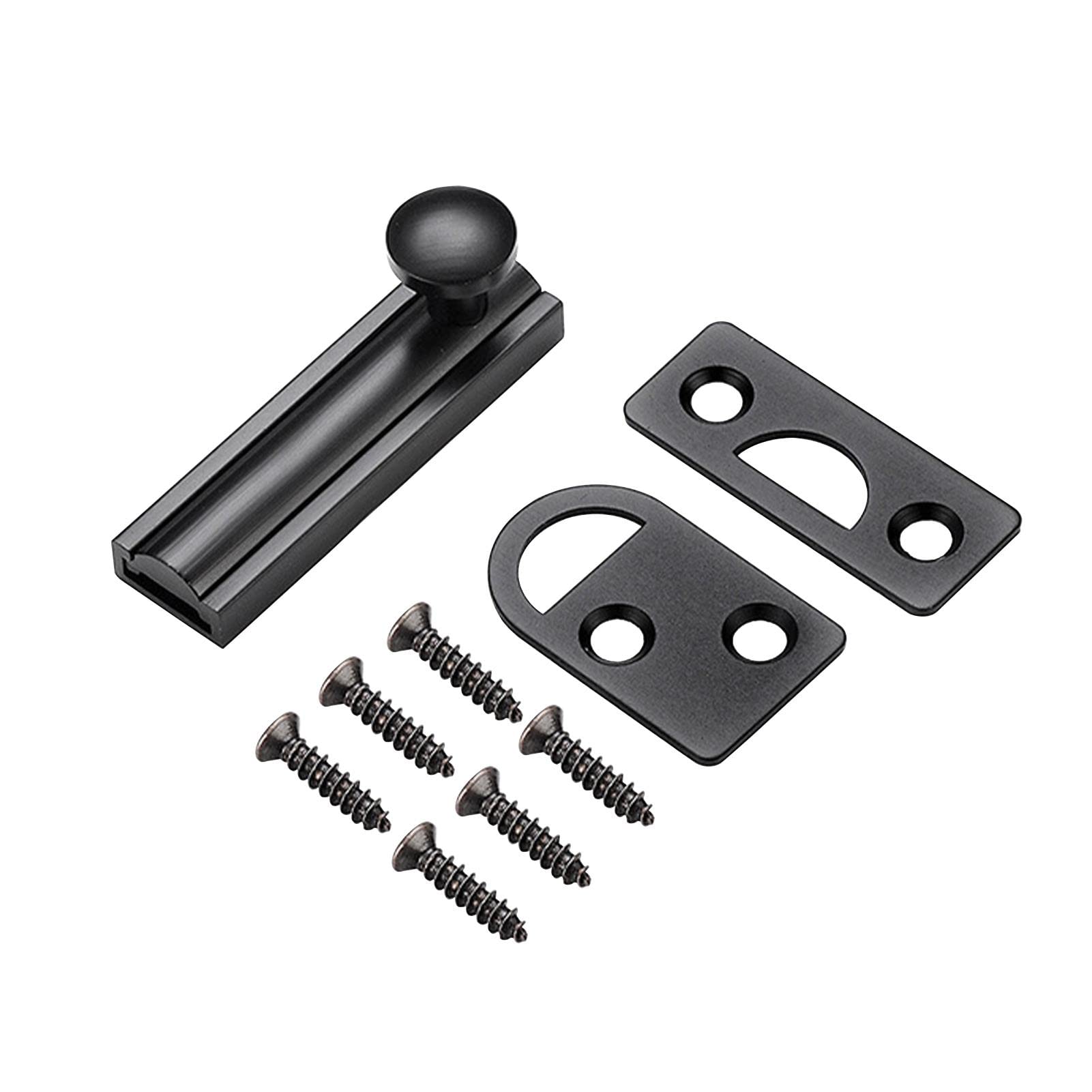 Brass Bolt Lock Slide Barrel Door Bolt, Anti Theft Security Barn Sliding Door Bolts Door Hasp Lock with Screws, Finish Slide Surface Door Bolt for Bathroom Window Door Shed Gate(Black,size:2 Inch)