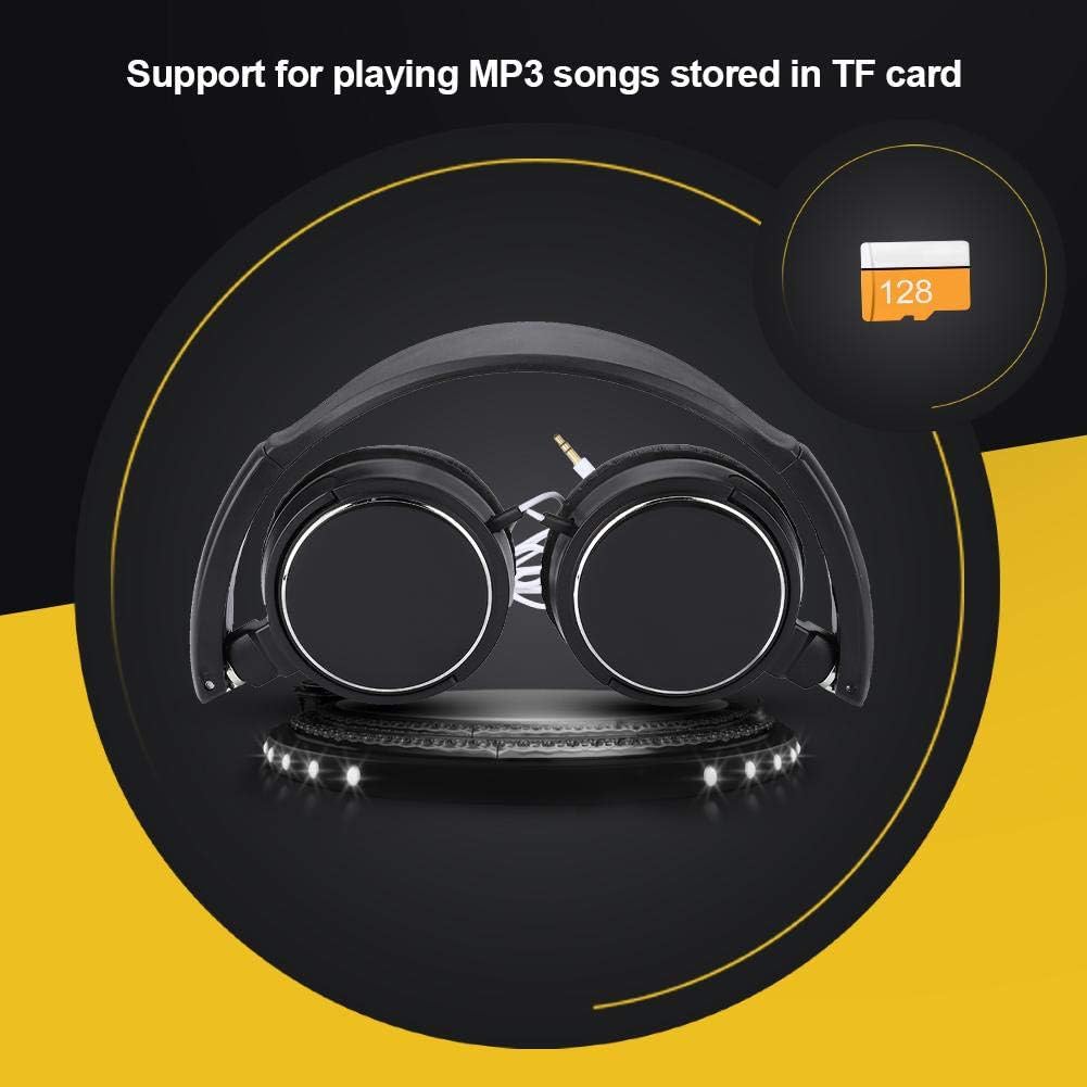 Lazmin Over Ear Headphone, Foldable Compact Wired Headset Stereo HiFi Music Headphone Support TF Card, FM automatic search - Image 3