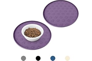 Ptlom 2 Pack Dog Food Mat Anti-Slip Dog Bowl Mats for Food and Water, High-Lips Waterproof Dog Feeding Mat Prevent Messy Spills, Silicone Pet Placemat Puppy Trays for Small Medium Large Dogs Cats