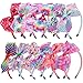 Elcoho 12 Styles Unicorn Bow Headband Unicorn Theme Hair Bows Teeth Comb Hair Hoops Hair Accessories for Girls, 12 Pieces (12 Colors A)