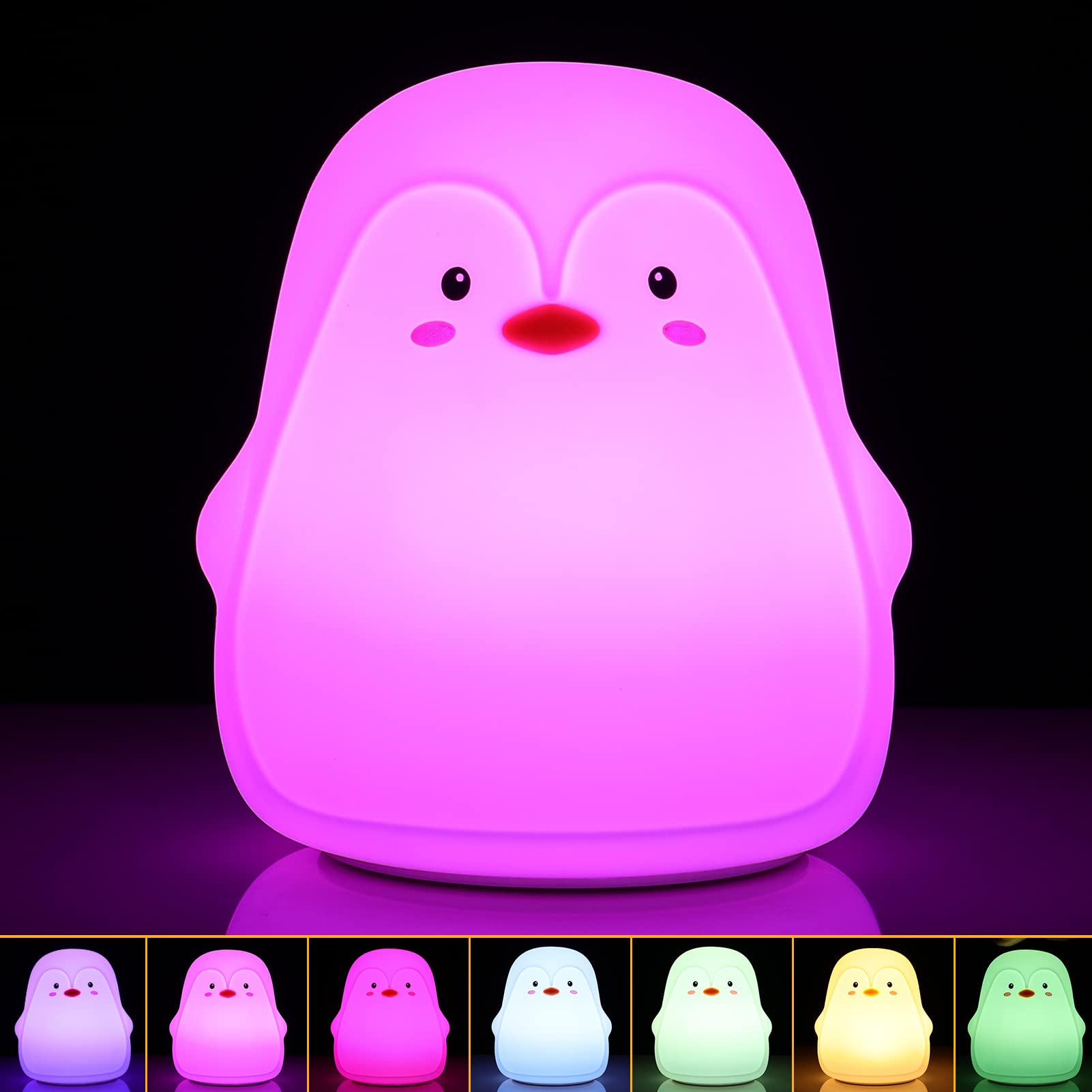Photo 1 of Tremdwoto Night Light for Kids, Penguin Silicone Nightlight Lamp, 7 Color Changing Nursery Night Light for Kids Bedroom, Super Gift for Boys Girls Toddler Children