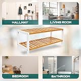 1ABOVE Bamboo 2 Tier Shoe Rack Plant Rack White Natural 67x25x32 cm view 8