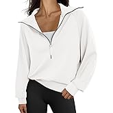 Trendy Queen Women's Oversized Quarter Zip Sweatshirts - Cropped Drop Shoulder Hoodie, Soft Y2K Pullover for Fall and Winter
