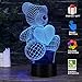 Uferno 3D Optical Illusion USB Night Light Table Lamps - Bedrooms Deco Teddy Bear Love Design for Kids - Unique Color Changing 3Ds Flash and Glow Effect