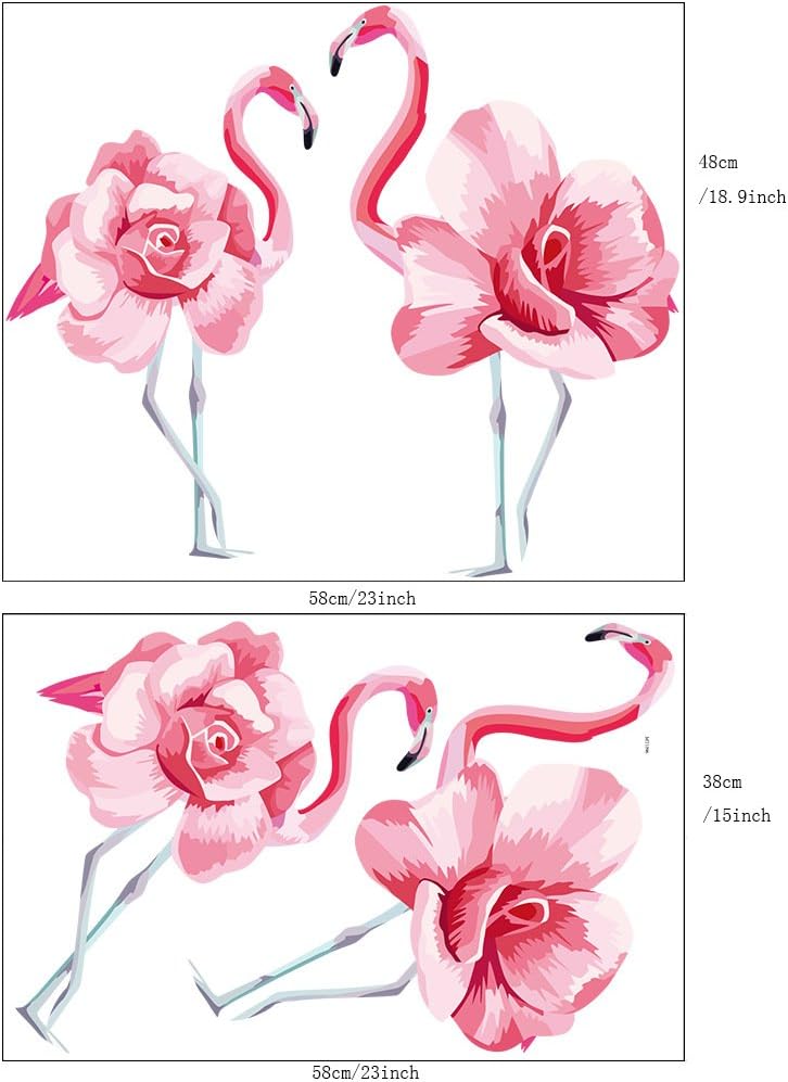 Lichi Romantic Pink Love Flamingos Wall Sticker Decal for Bedroom Living Room Wedding Decor - Image 4