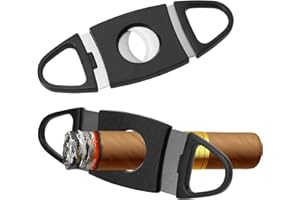 2 Pack Portable Cigar Cutter, Stainless Steel Pocket Cigar Tool, Double Guillotine Blades Scissors, Cigar Clippers Cigar Acce