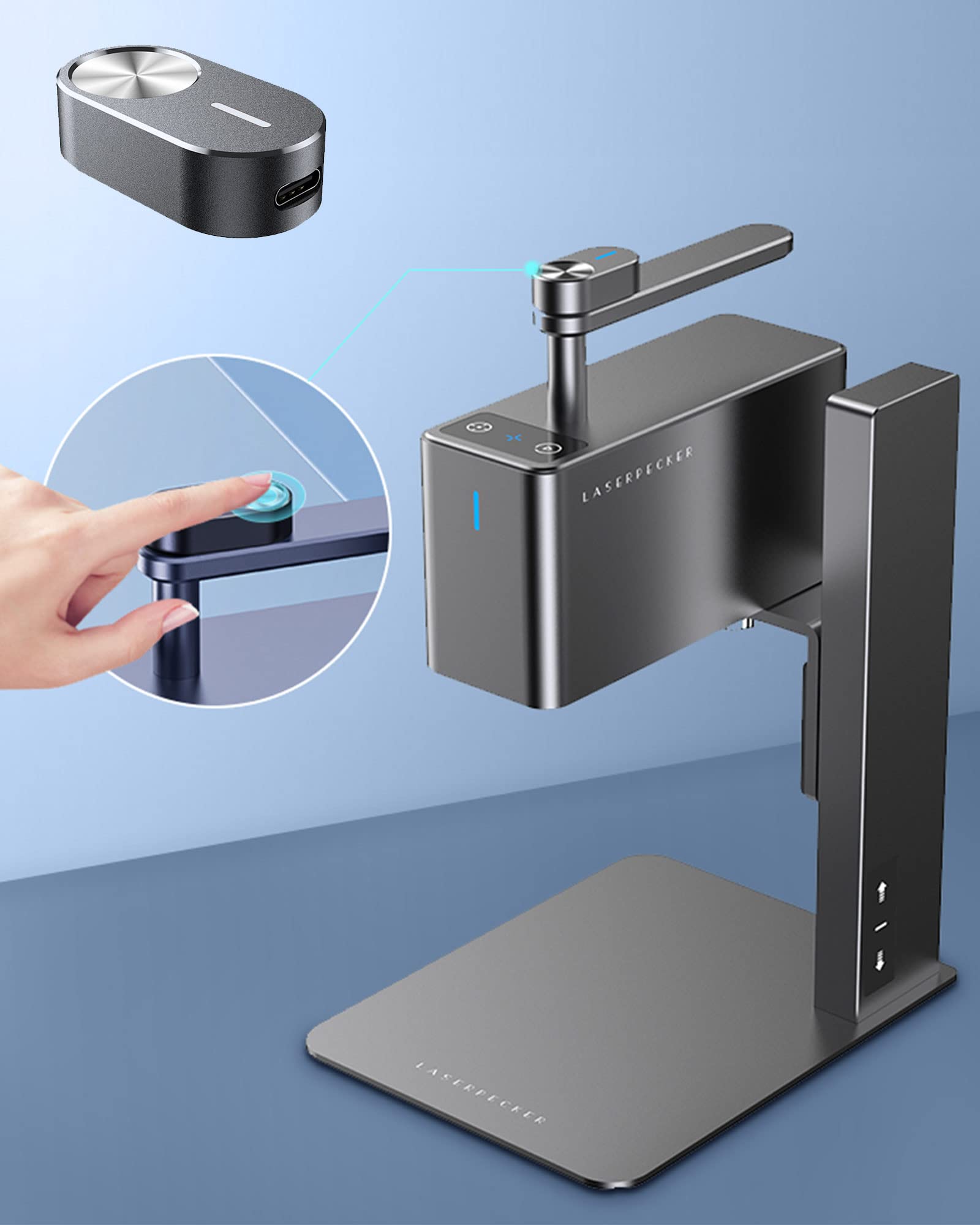 LaserPecker 2 Laser Engraver Accessories, Machine Storage Case + Roller Storage Case + Cutting Plate + Bluetooth Dongle + Batch Engraving Button + Exhaust Pipe, Engraving Machine Accessories for LP2