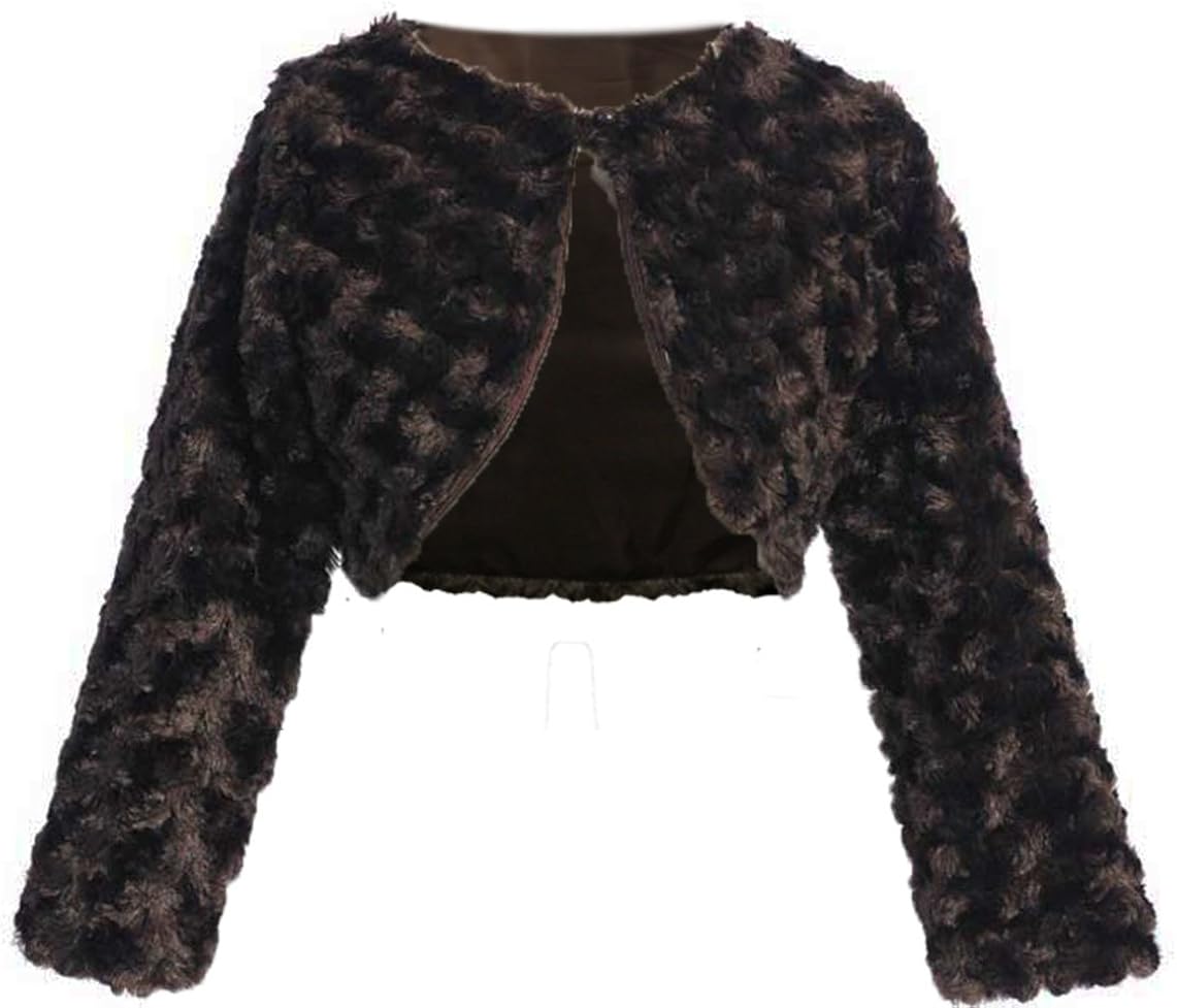 Girls Sweet Kids New Swirl Pattern Faux Fur Bolero Sz 6