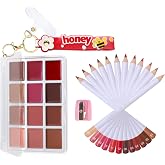 O'CHAIN 12 Matte Lipstick Palette | With Sharpener, Portable Keychain, All-in-One Pro Makeup Kit, Long-Lasting Waterproof Lip Set, Ideal Gift for Women