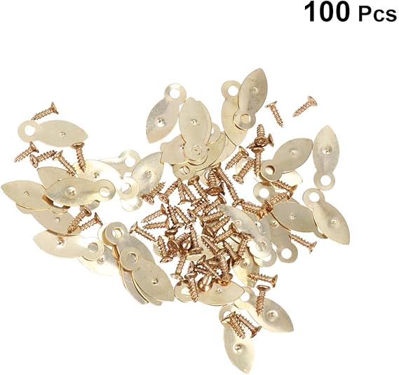 DOITOOL 100PCS Picture Frame Turn Button Fasteners with Screws Golden