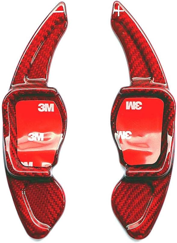 Pinalloy Real Carbon Fiber Red DSG Paddle Shifter Extension Steering Wheel for VW Golf Scirocco MK5 6 / SEAT Leon