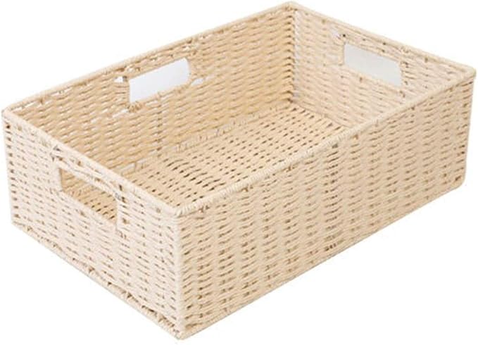 Oven Cestas de Almacenamiento Ordenadas Tejidas con Cuerda de Papel a