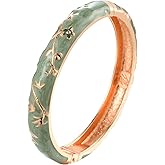 UJOY Women's Bangle Bracelet Golded Alloy Hinged Flower Enameled Cloisonne Jewelry with Gift Box 55B01