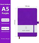 Lefute A5 Notebook PU Leather Journal 200 Pages 80gsm Purple view 2