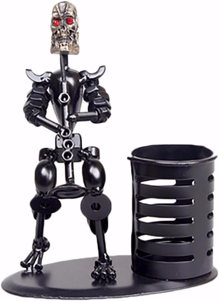 Skull Decor Statue Horror Robot Terminator Pen holder Iron