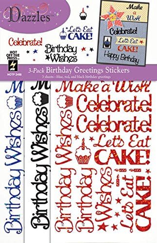 3-Pack Birthday Greetings Stickers Dazzles HOTP2498 Hot Off the Press