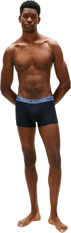 Herren 3er Pack Boxershorts Trunks aus Baumwolle mit Stretch, Schwarz (Ple Pnk/Ant Slver/Aeg Sea), XL