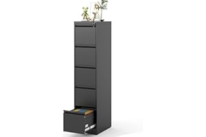 VIYET File Cabinet, Vertical File Cabinets with Lock for Home Office,Heavy Duty Office Steel Filing Cabinet for Hanging Letters/Legal/A4, Assembly Required (Black, 5 Drawers)