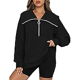 Bosmeer Womens Oversized Sweatshirts Zip Up Hoodie Loose Fit Pullover Sweaters Long Sleeve Tops
