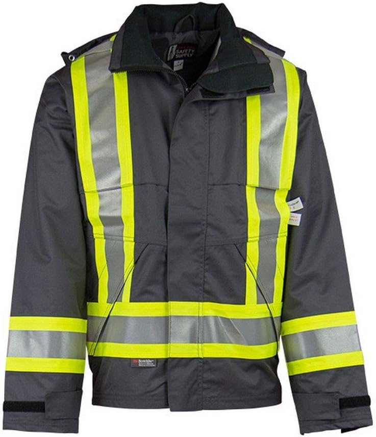 Oil and Gas Safety Supply Men's Flame Resistant Reflective Rain Jacket