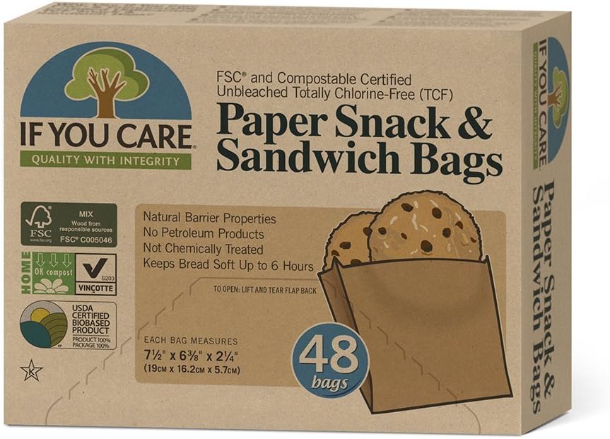 Sandwich-Tüten If You Care, 48 Stück, Grau (1 Packung)