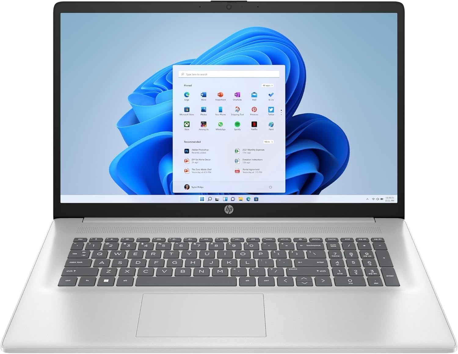 HP Laptop 17-cp2003sl, PC Portatile 17", Display 17.3" FHD Antiriflesso, Notebook, AMD Ryzen 5 7520U, 16GB RAM, 512GB SSD, AMD Radeon, Windows 11, Computer Portatile, Argento, QWERTY