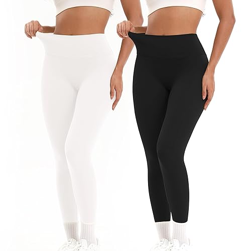2pcs Women's High Waist Leggings Sweatpants Yoga Pants for Running and Exercise, Soft Sports Tummy Tuck Pants Moisture Transferring and Sweat Wicking Multicoloured