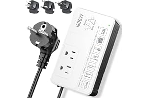 HYTED 1600W Voltage Converter 220V to 110V - Works with All U.S Appliances Abroad, Pure Sine Wave, No Limitations, Surge Protection, Plug & Play - High Power Step Down Transformer US to EU/UK/AU/Asia