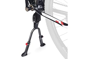 POWVINE Bike Kickstand Adjustable Aluminium Alloy Stationary Bike Stand For Adult Electric Bicycles,Double Leg Non-Slip Center Mount Kickstand For Adult Bike Fit 24-29inch Heavy-Duty Cargo Bike