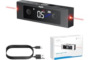 eSynic Portable Digital Angle Finder with Laser- IP54 Waterpoof Digital Inclinometer- 2 Backlight LCD Display Aluminium Alloy