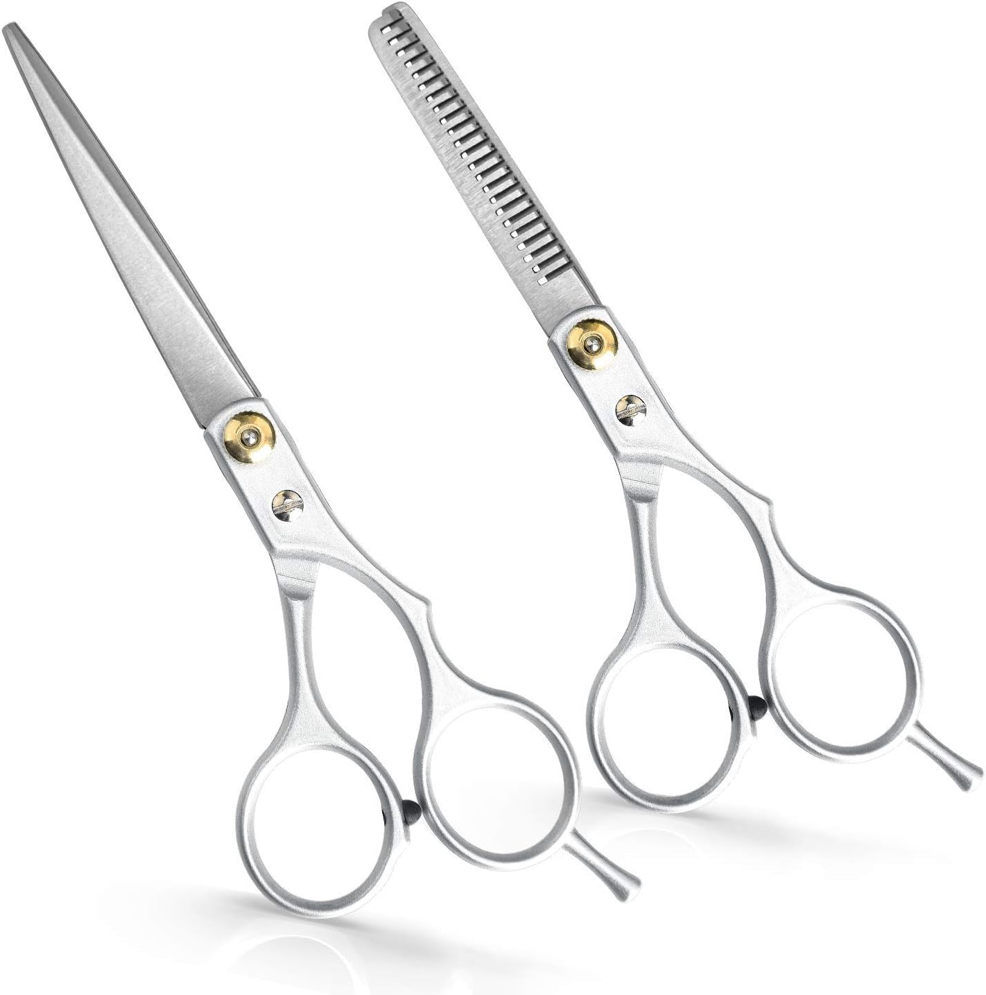 Hair Cutting Scissors Thinning Teeth Shears Set Stainless Steel Professional Barber Hairdressing Texturing Salon Razor Edge Scissor 6.2 inch with Adjustable Tension Screw