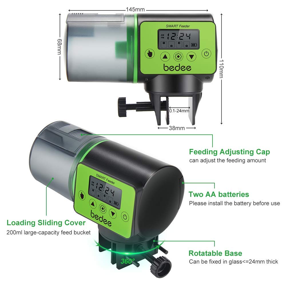 Automatic Fish Feeder Electric Auto Fish Feeder Vacation Fish Feeder Moisture-Proof Fish Food Dispenser for Aquarium