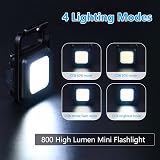 URAQT 1000 Lumen Rechargeable COB Keychain Flashlight Mini LED Torch 4 Modes view 2
