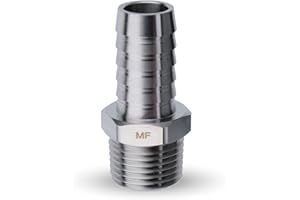 MAACFLOW MAACFLOW Stainless Steel 1/2" Male NPT to 5/8" Hose ID Barb Barbed Hose Fitting Adaptor Connector (Pack of 1)