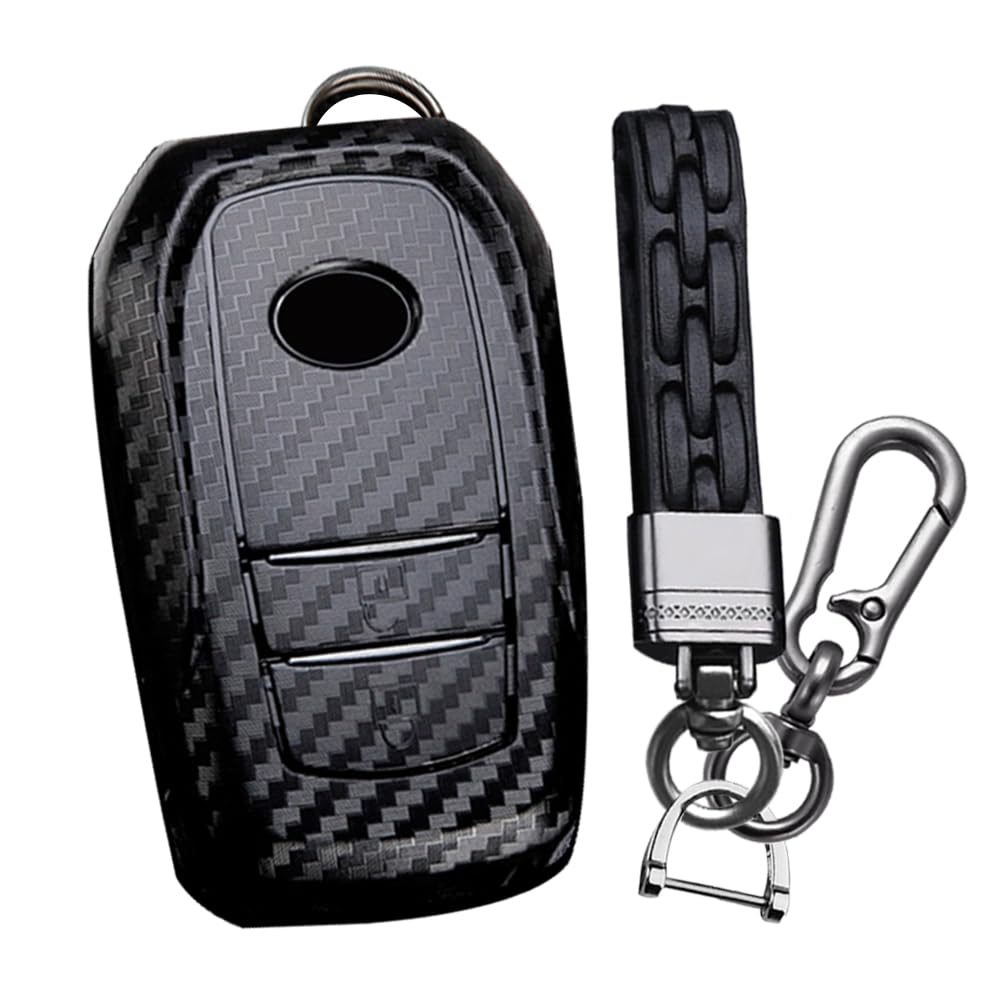 KUNIO Key Fob Cover fit for Toyota Yaris Cross Yaris Hybrid Rav4 Aygo GR Sport 2020 2021 2022 2023 ABS key fob cover Case Key Box Key Chain 2 Buttons B Black