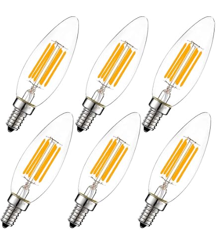 Wuluretoos 6-Pack 60W Incandescent Torpedo Tip Chandelier Bulbs – Clear, Dimmable, E26 Candelabra Base For Chandeliers & Decorative Fixtures