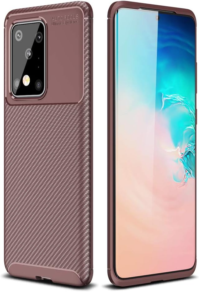 CruzerLite Samsung Galaxy S20 Ultra Case, Carbon Fiber Texture Design Cover Anti-Scratch Shock Absorption Case for Samsung Galaxy S20 Ultra (Carbon Coffee)