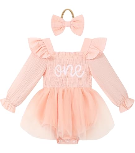 smocked first birthday dress mlpeerw Baby Girl Outfit One Year Old Tulle Romper Bow Birthday Dress Cute Cake Smash Outfits (One Letter Embroidery and Bow Print Khaki, 6-12 Months): Clothing, Shoes Girls Birthday Girl Smocked Amarra 88323 Size 0 Color:Indigo TALL SUSTAINABLE FASHION