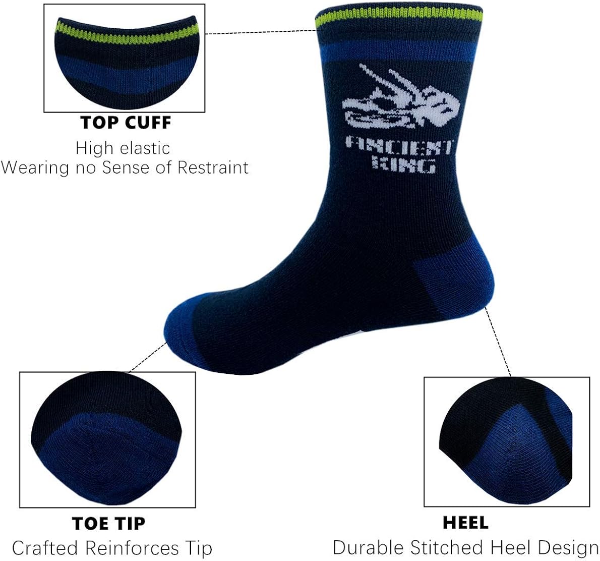 Kids Boys Cartoon Dinosaurs Pattern Sport Socks 10 Pairs: Clothing