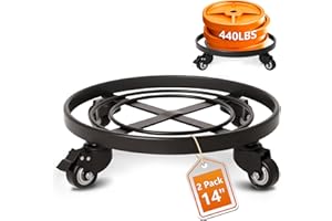 AMAGABELI GARDEN & HOME Plant Caddy with Wheels Heavy Duty 14“ 2 Pack Rolling Plant Stand Plant Dolly Iron Wheeled Lockable Casters Round Pot Mover Rollers Indoor Outdoor Planter Trolley Metal