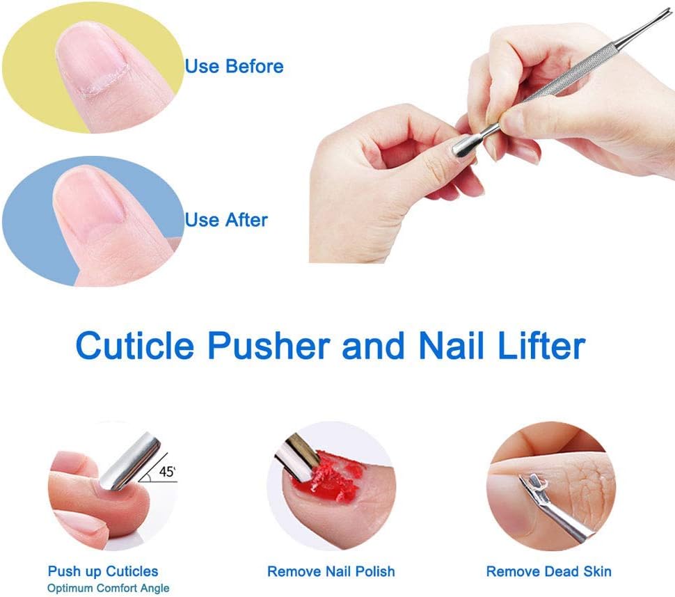 HIFAU 8PCS Premium Cuticle Nippers Pusher Manicure Tools Set, Professional Ingrown Toenail File, Cuticle Remover Trimmer Cutters Tool Gel Nail Art Kit, Stainless Steel, Travel, Gift: Home Improvement