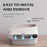 Vivo Technologies Cat Litter Tray Box Open Top with Detachable Rim 49x39x22cm view 6