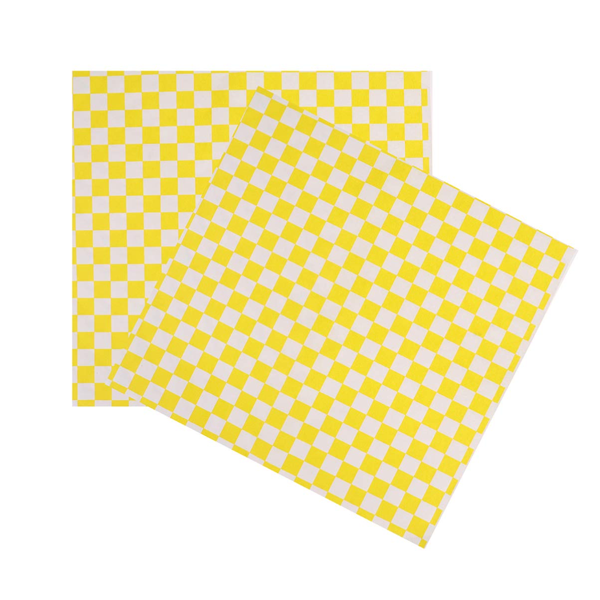 Cabilock 100pcs Checkered Liner Food Wrap Paper Grease-Resistant Sandwich Wrap for Picnic Sandwiches Hamburgers (Yellow)
