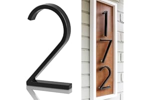 5" Metal Floating House Numbers,Ranslen Black Zinc Alloy Solid Modern House Address Number,Anti-Rust House Numbers Decorative Address Sign for Door Garden Mailbox with Nail Kit,Coated Black,Number(2)