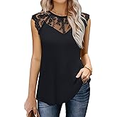 MIHOLL Women's Sleeveless Tops Lace Floral Casual Loose Blouses Tank Shirts